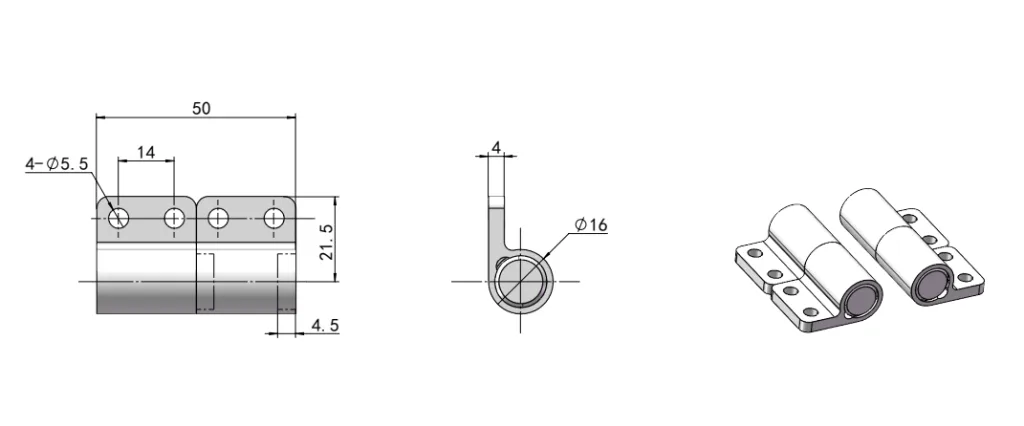1.5 Removable Zinc Alloy Torque Hinge Dimension Drawing HG11-039