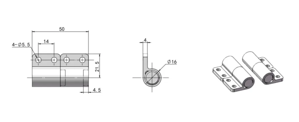 1.5 Removable Zinc Alloy Torque Hinge Dimension Drawing XG11-039