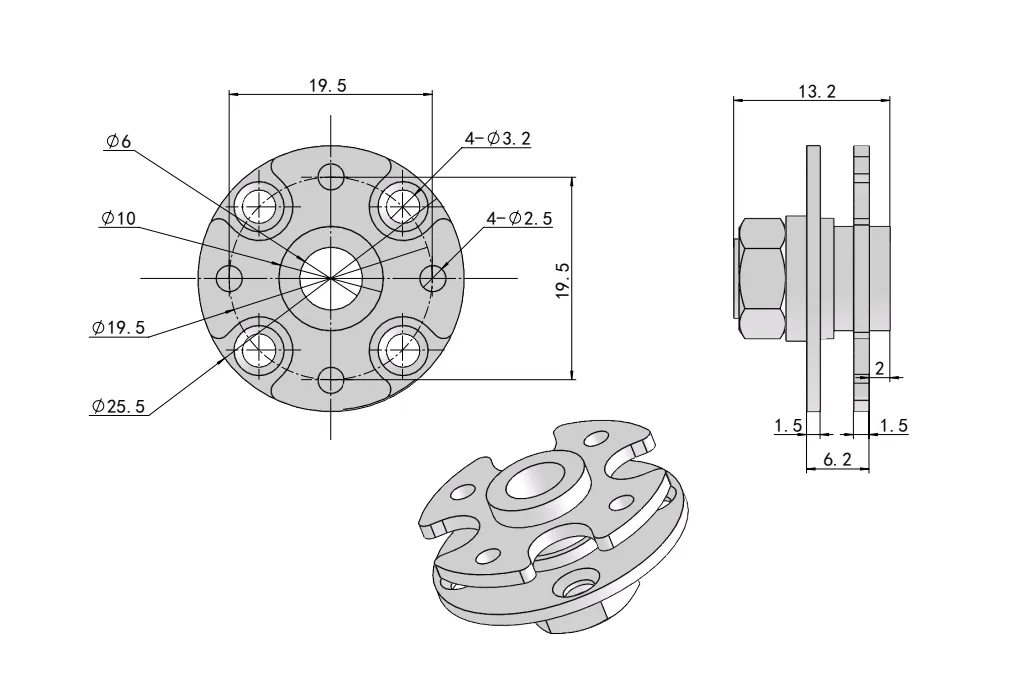Carbon Steel Torque Hinge Dimension Drawing XG11-088