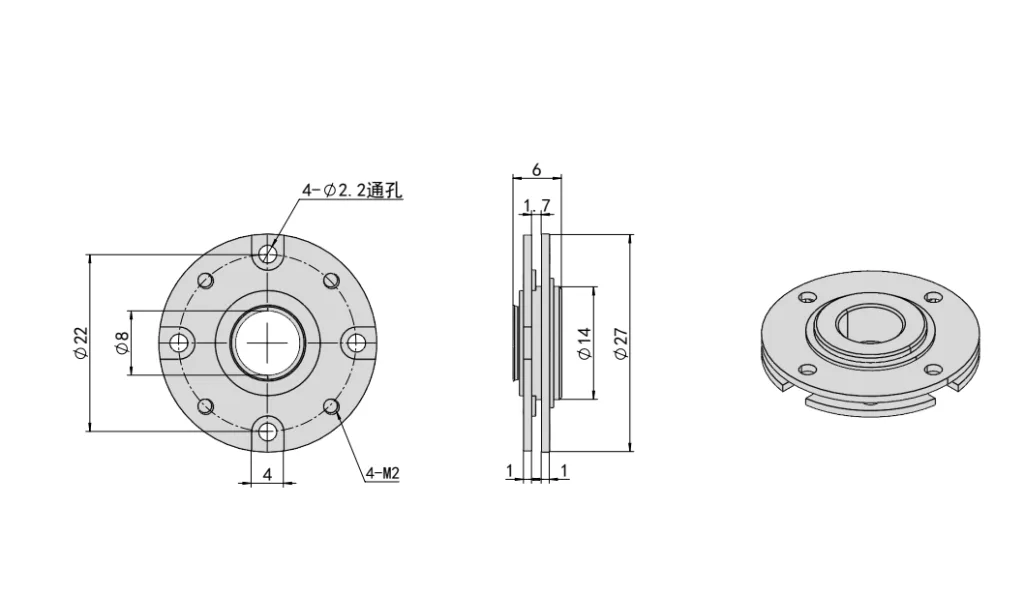 Iron Round-Disc Torque Hinge Dimension Drawing HG11-020