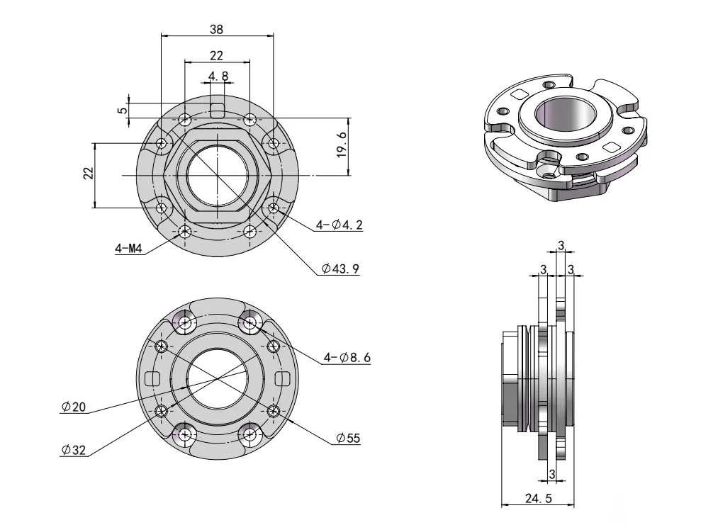 Iron Round Torque Hinge Dimension Drawing HG11-104
