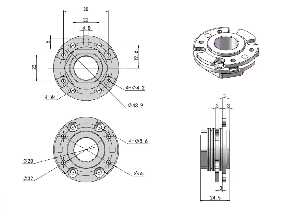 Iron Round Torque Hinge Dimension Drawing XG11-104