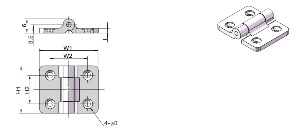 Plastic Torque Hinge Dimension Drawing  HG11-026