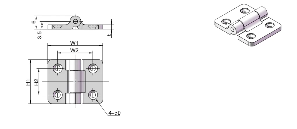 Plastic Torque Hinge Dimension Drawing  XG11-026
