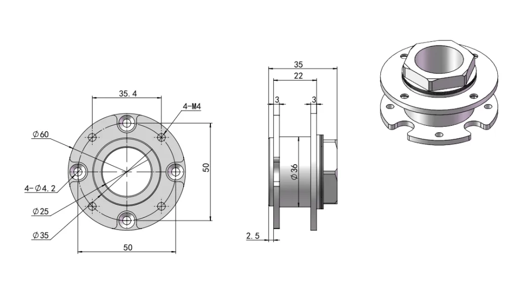 Round Torque Hinge Dimensional drawing HG11-119