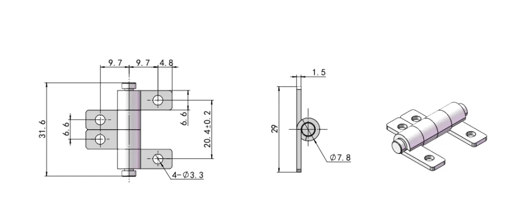 SK7 Torque Hinge Dimension Drawing HG11-050-2