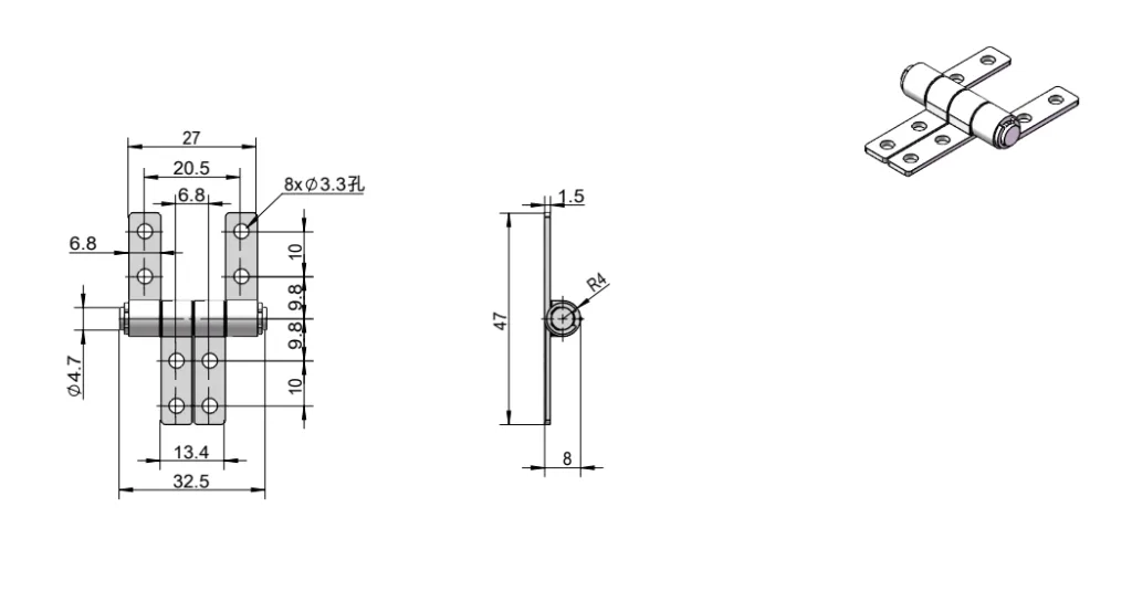 SK7 Torque Hinge Dimension Drawing XG11-050