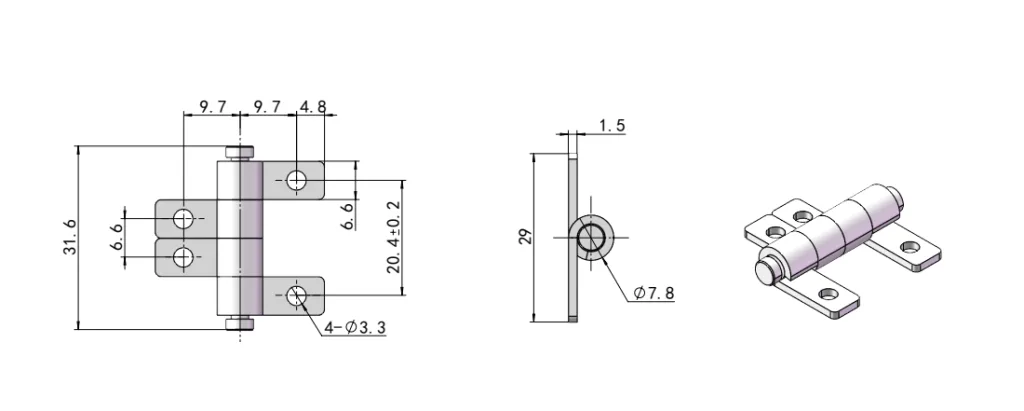 SK7 Torque Hinge Dimension Drawing XG11-050