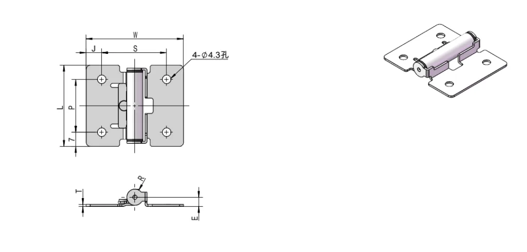 Stainless Steel Torque Hinge Dimension Drawing HG11-015