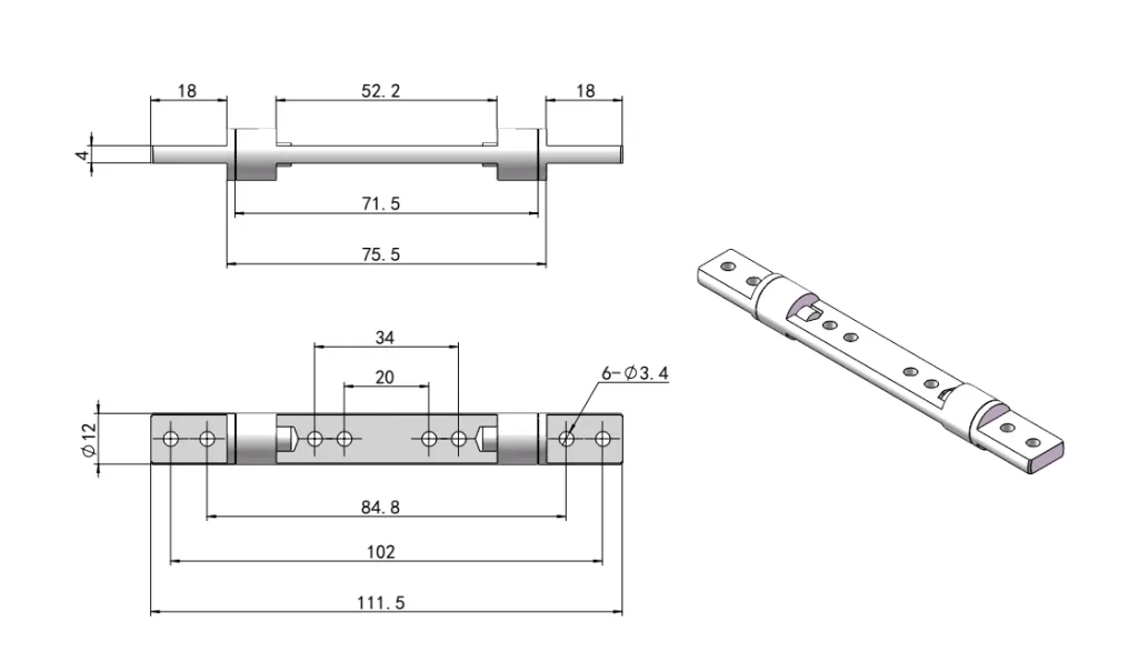 Dual-Axis Torque Hinge Dimension Drawing