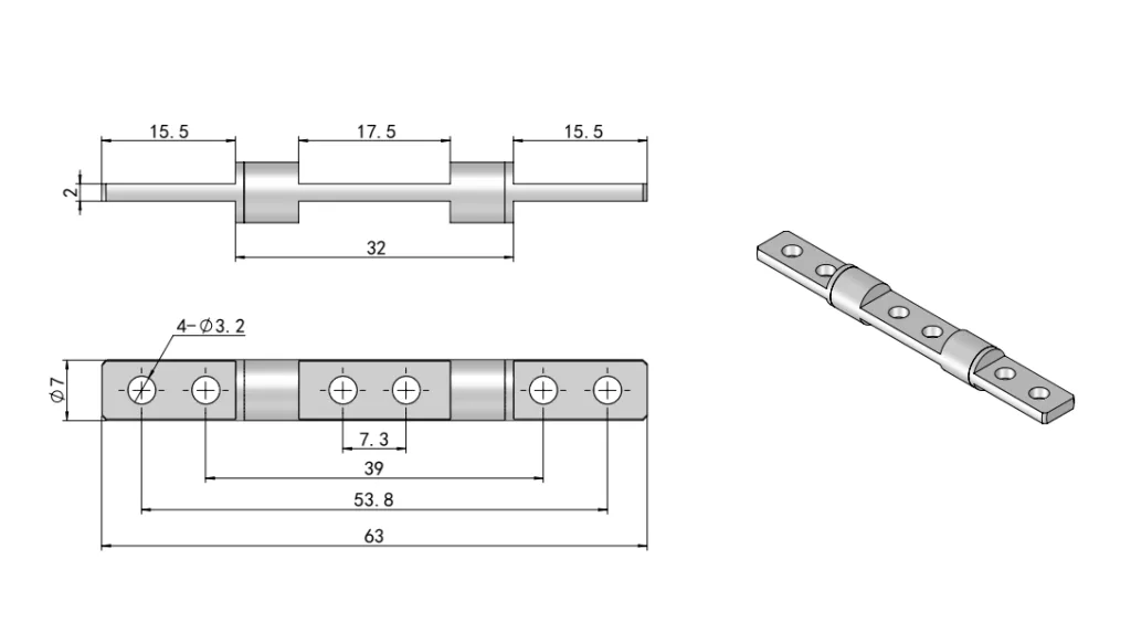 Dual-Axis Torque Hinge Dimension Drawing