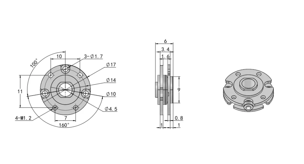 XG11-144 Round iron torque hinge Dimension Drawing
