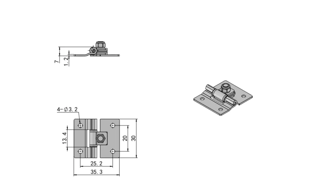 XG11-151 Industrial Torque Hinges Dimension Drawing