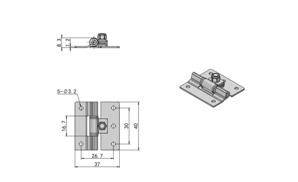 XG11-151 Industrial Torque Hinges Dimension Drawing