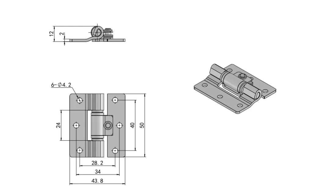 XG11-151 Industrial Torque Hinges Dimension Drawing