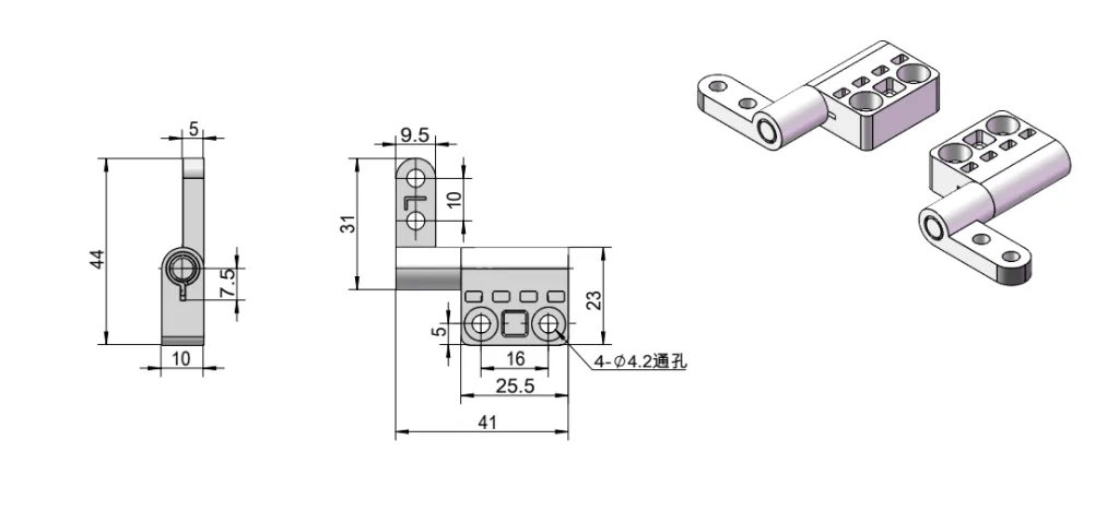 Zinc Alloy 360° Torque Hinge Dimension Drawing HG11-063
