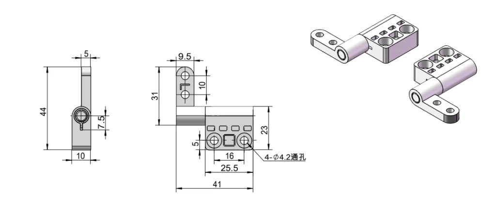 Zinc Alloy 360° Torque Hinge Dimension Drawing XG11-063