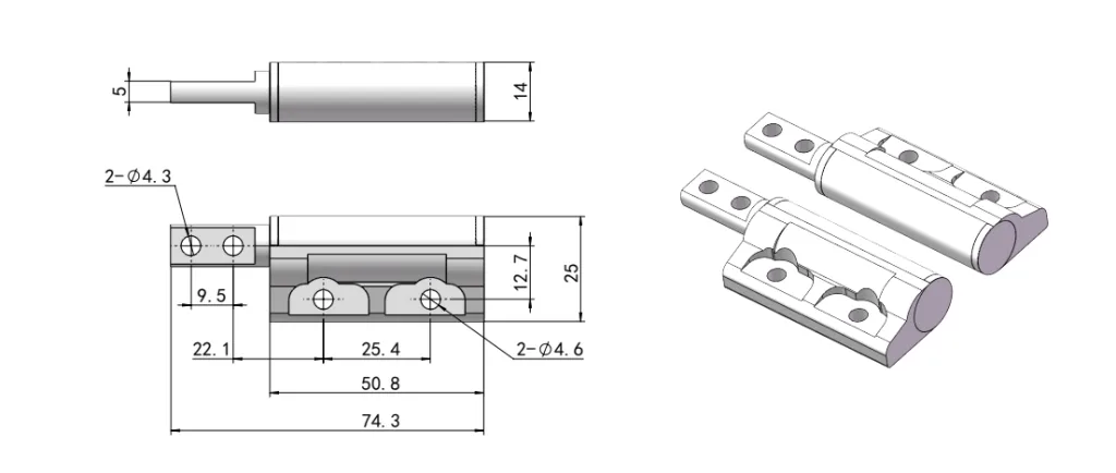 Zinc Alloy Screw-Type Torque Hinge Dimension Drawing HG11-046
