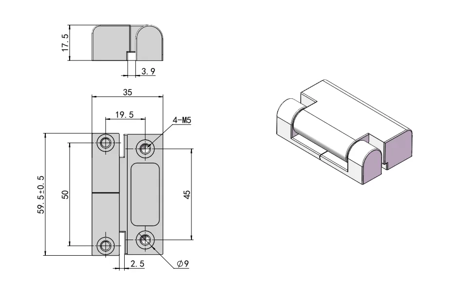 180° Zinc Alloy Torque Hinge HG11-035-1
