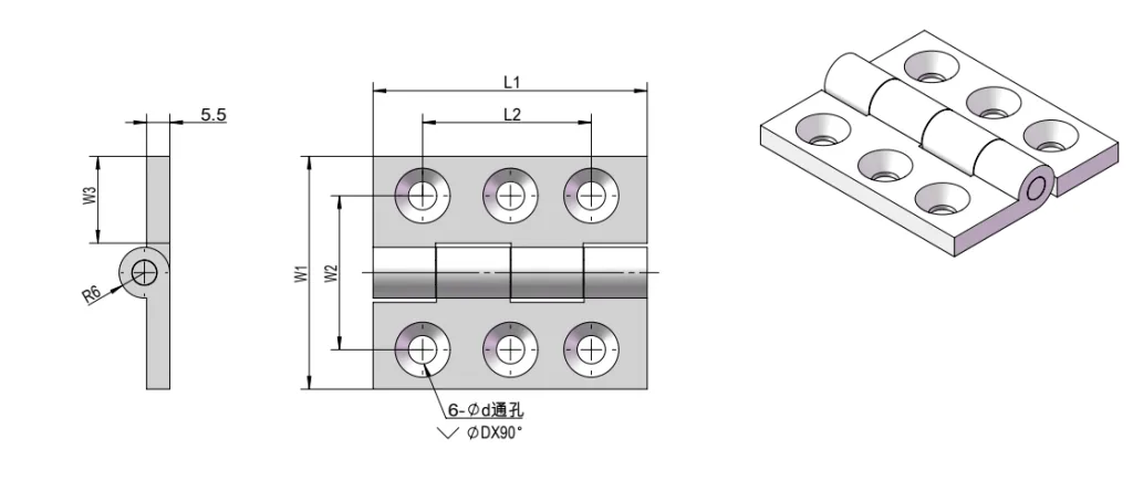 Heavy-duty butterfly hinge HG02-042