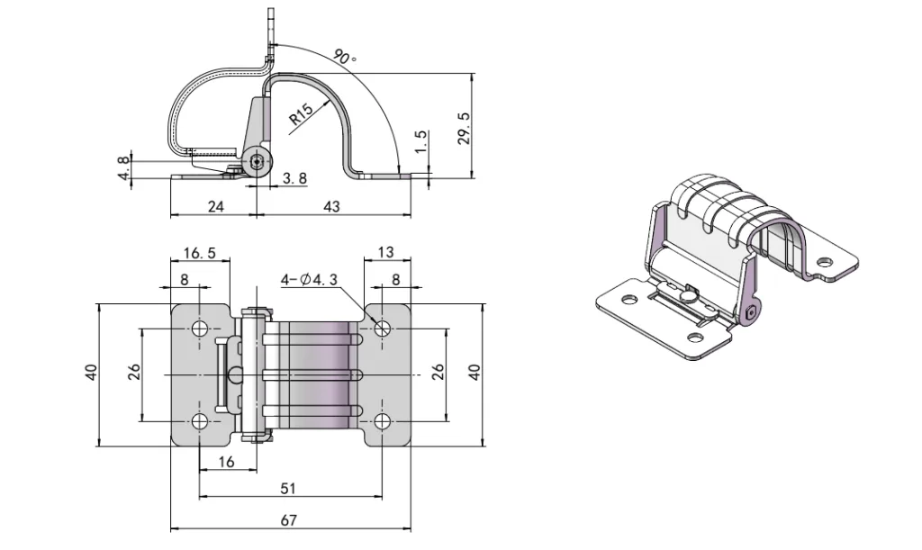 Hidden Stainless Steel Torque Hinge Description HG11-017