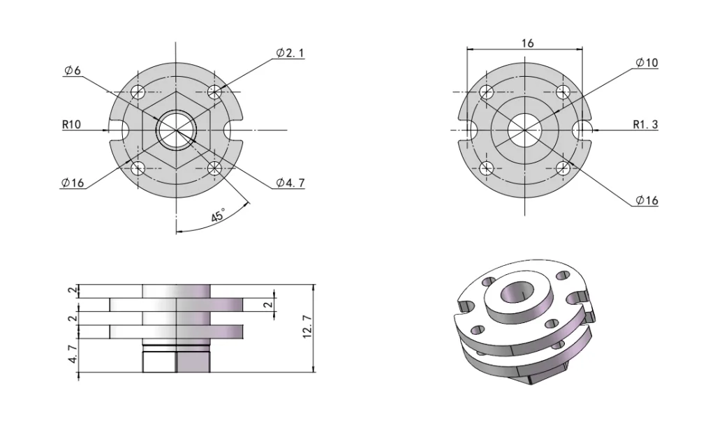 Round Damping Hinge with Cable Hole 360° - HSP Industrial Hinges