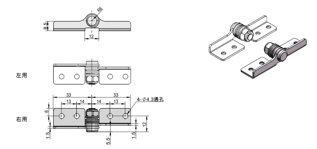 Stainless Steel Cabinet Torque Hinge HG11-006