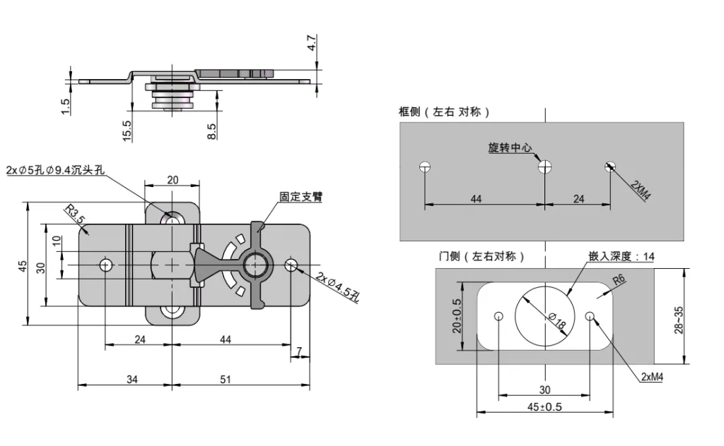 awning window torque hinge HG11-033