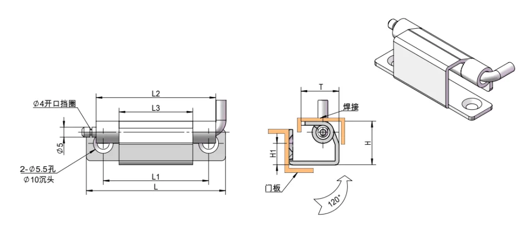 120° Concealed Removable Pin Cabinet Hinge  HG02-062