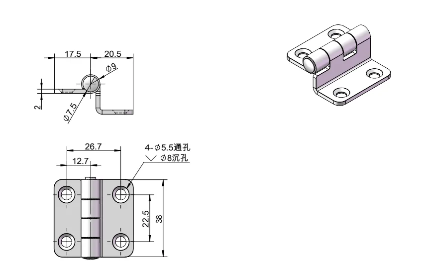180° Concealed Tri-Fold Stainless Steel Hinge HG02-053