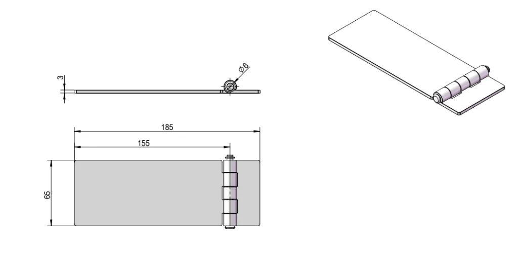 185×65mm Heavy-Duty Weld-On Door Hinge HG02-066-1