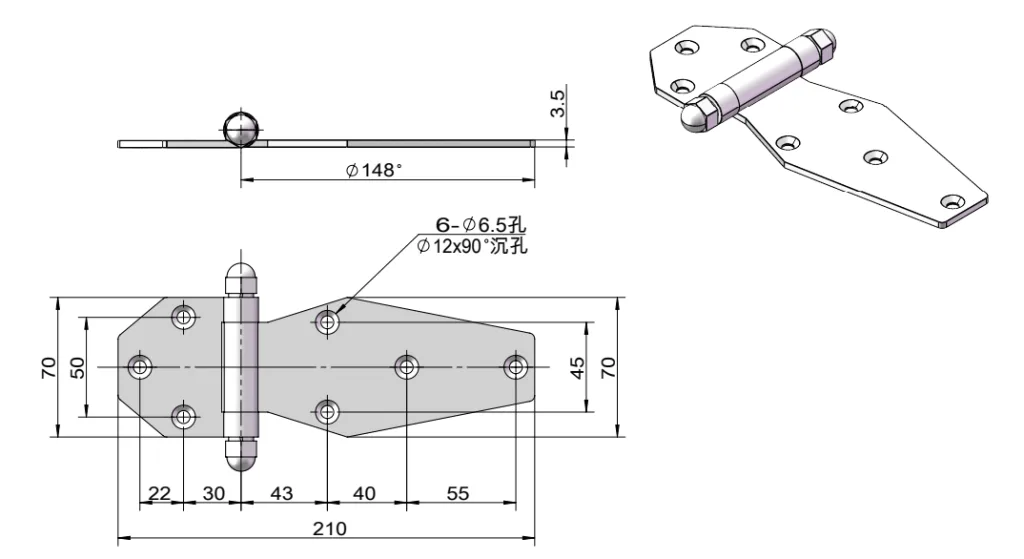 304 Stainless Steel Enclosure Hinge HG02-129-2