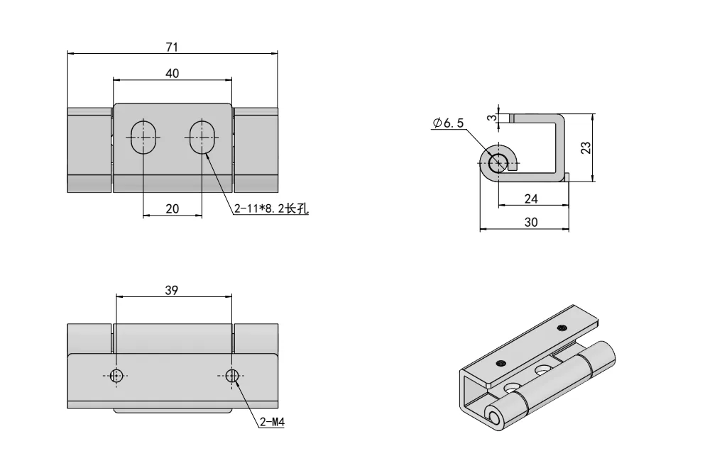 71×30mm Concealed Industrial Cabinet Hinge HG02-003