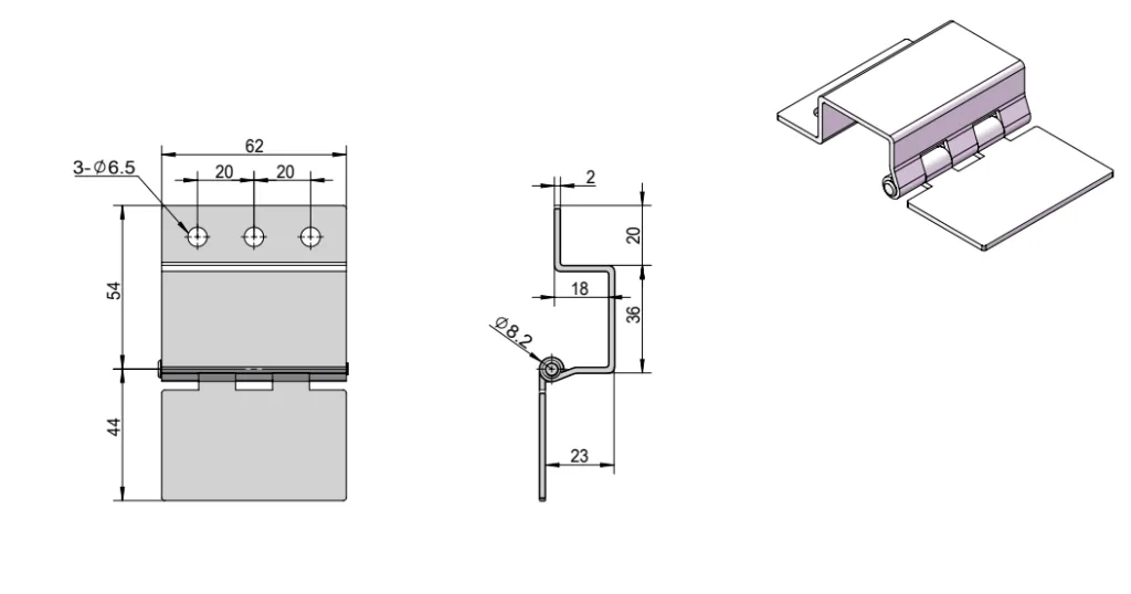 98×62mm Concealed Concave-Convex Hinge HG02-058