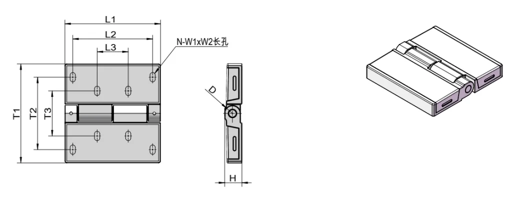 Concealed Cover Heavy-Duty Industrial Hinge HG02-005