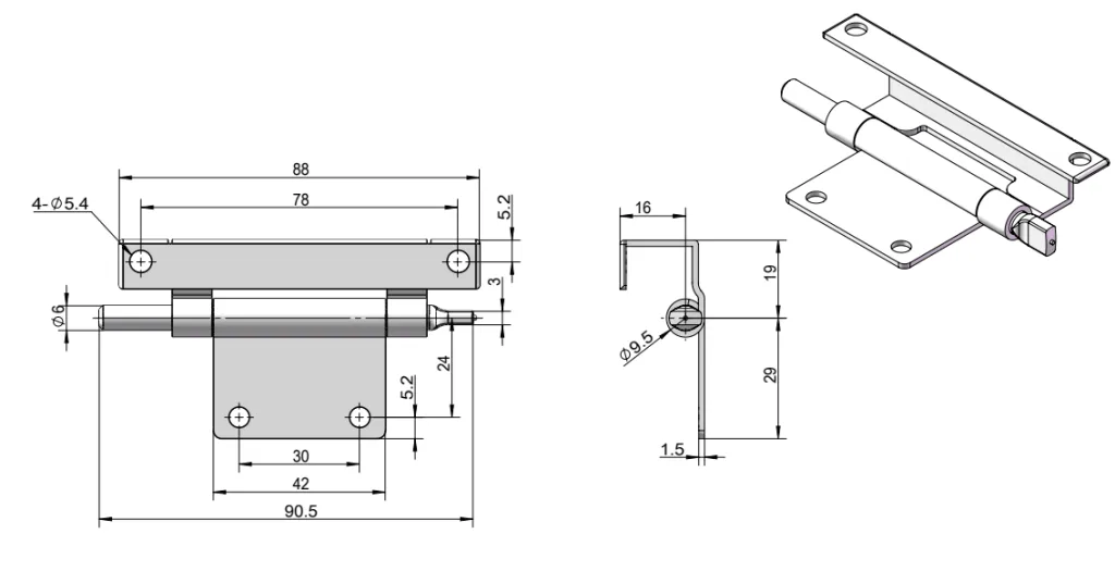 Concealed Industrial Hinge  HG02-059