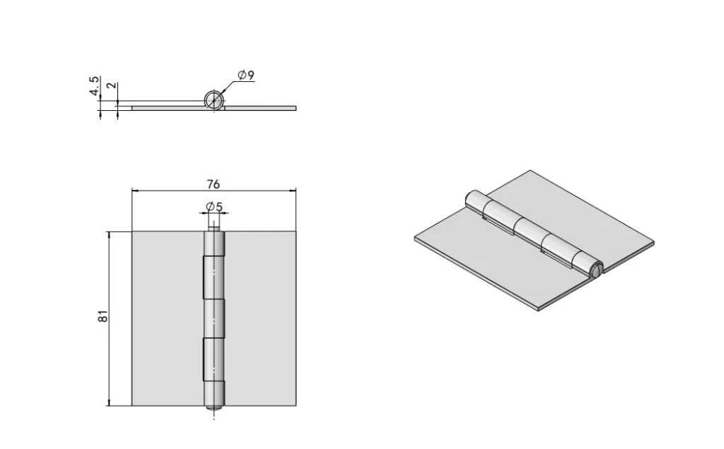 Heavy-Duty No-Hole Weld-On Hinge HG02-069