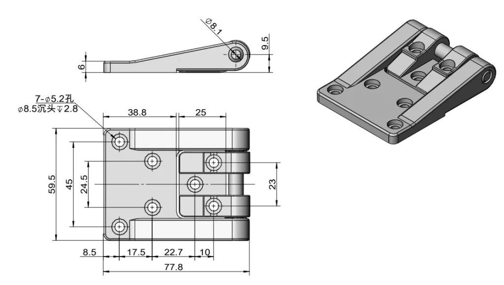Heavy-duty T-type zinc alloy hinge HG02-098