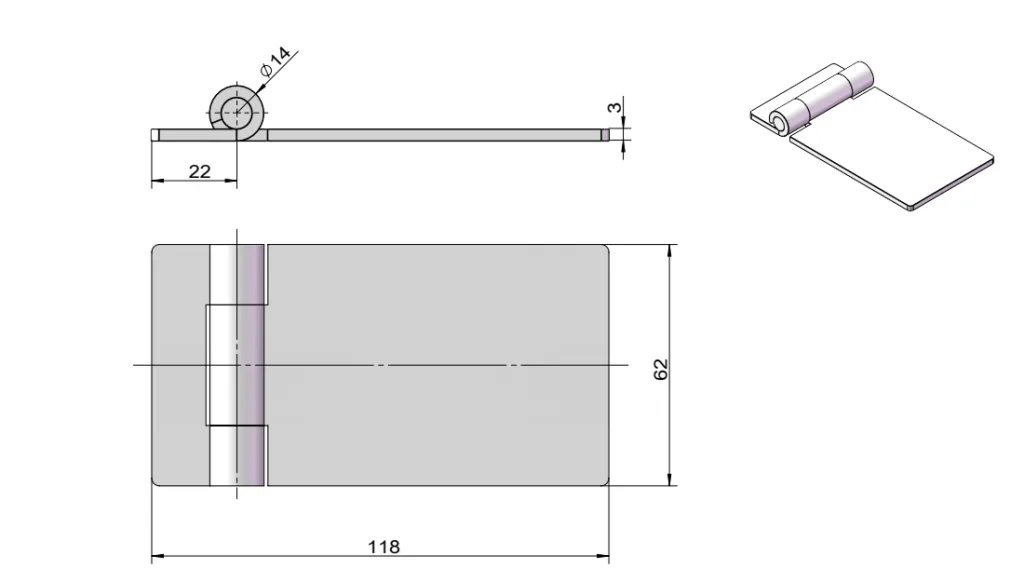 Industrial Weld-On Hinge for Metal Doors  HG02-066-3