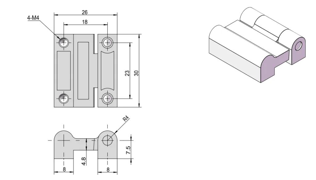 Matte Black Zinc Alloy Hinge HG02-039