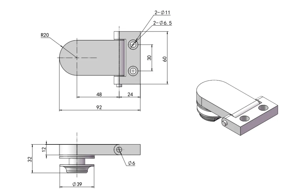 Stainless Steel Food Equipment Hinge HG02-123-1