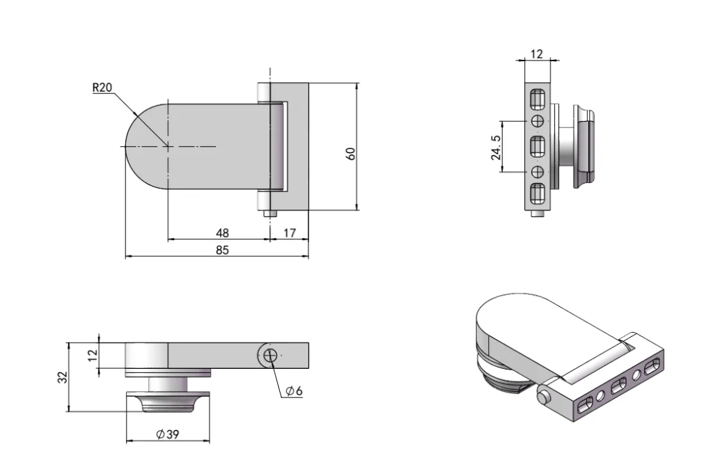 Stainless Steel Food Equipment Hinge HG02-123-2