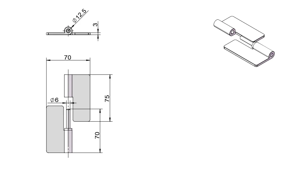 Hygienic Weld-On Lift-Off Hinge HG02-057