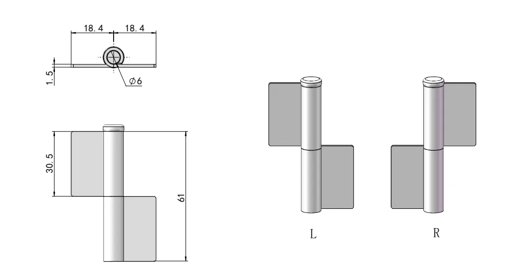 Weld-On Lift-Off Flag Hinge HG02-155-1