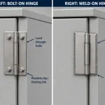 Bolt-on hinge and weld-on hinge load path comparison on a heavy industrial enclosure door