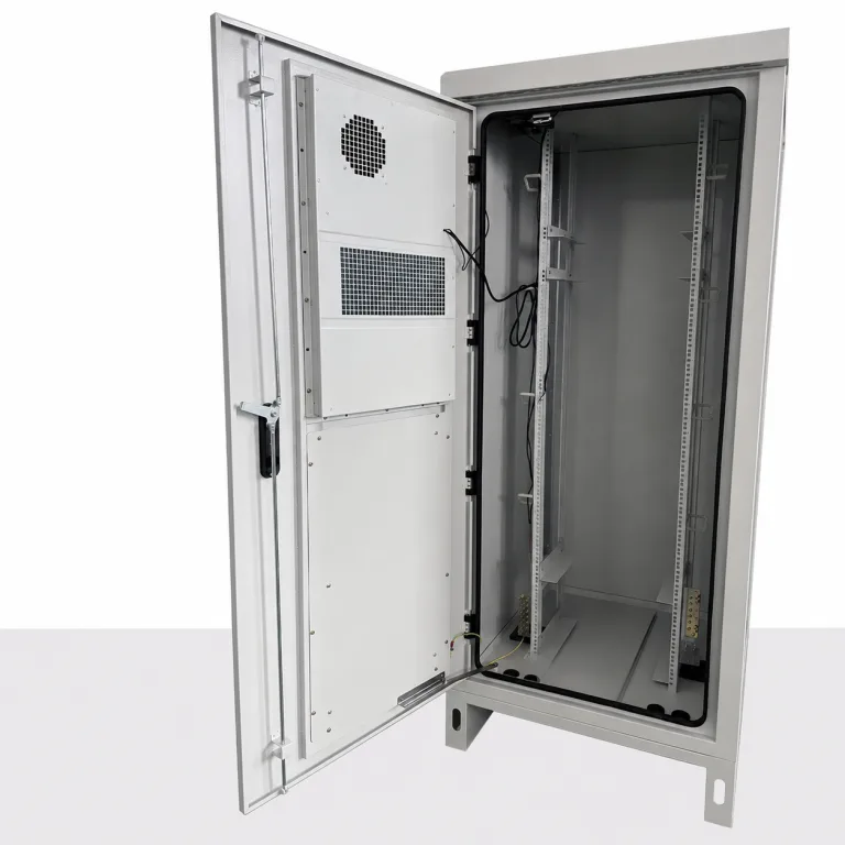 Industrial concealed hinge installed on an open electrical enclosure door with gasket and internal mounting frame