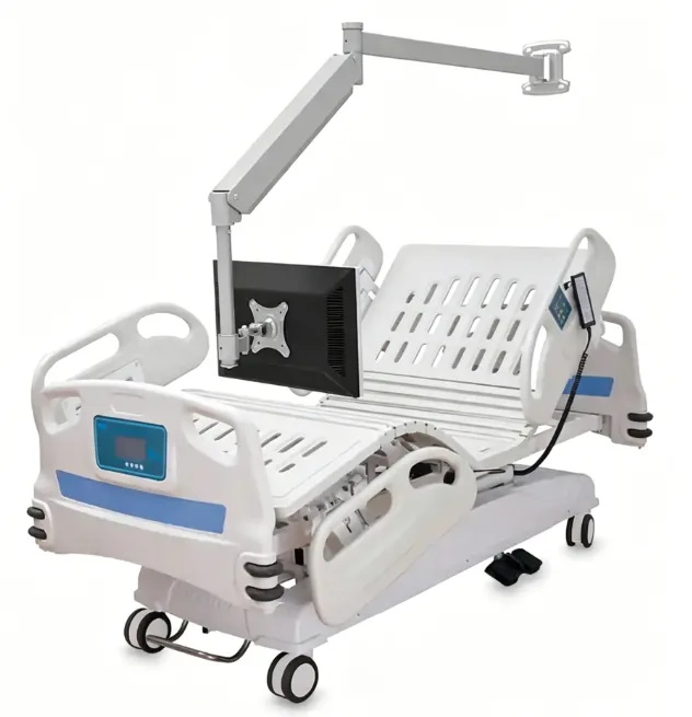 Medical monitor arm with adjustable display support