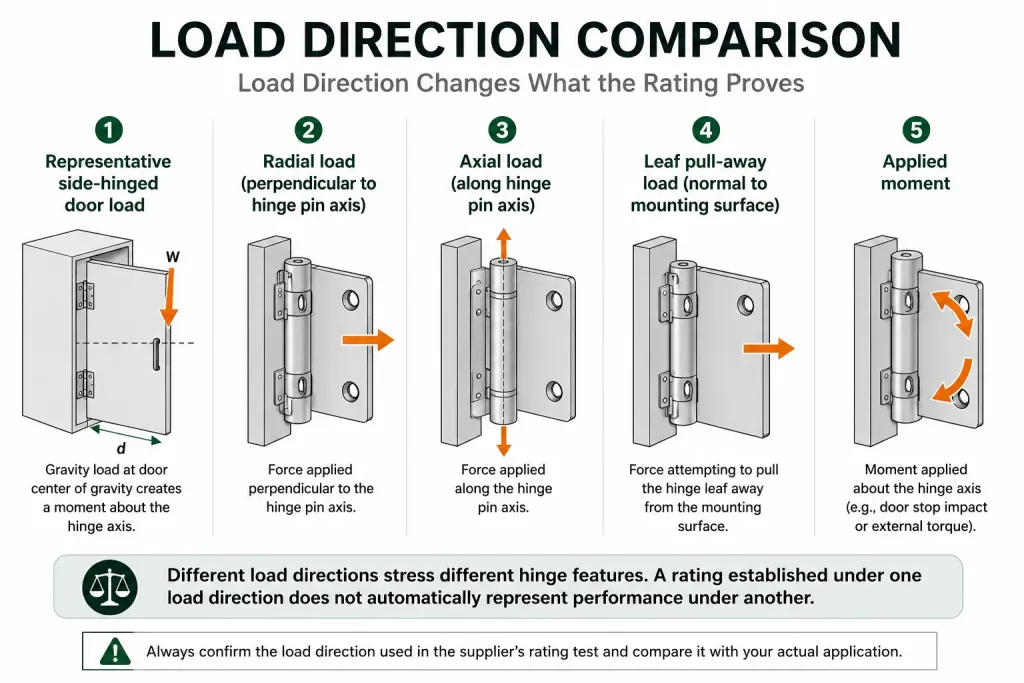 industrial hinge load direction comparison