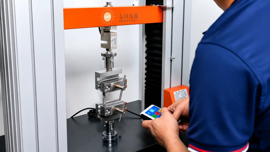 Industrial load testing machine with fixture and force measurement