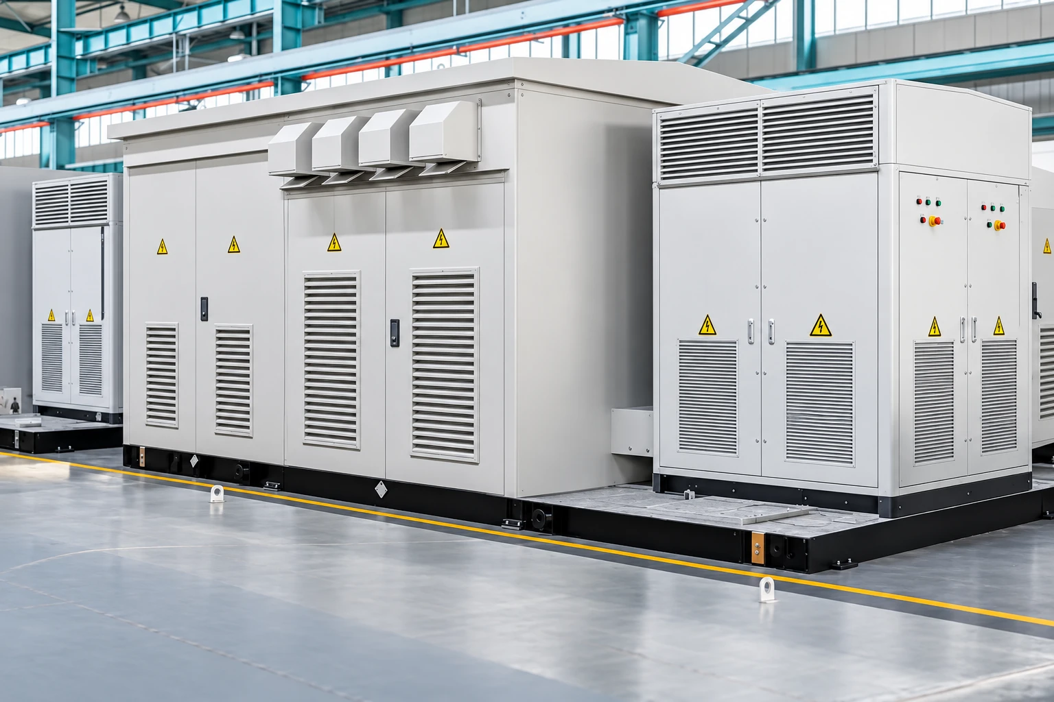 BESS equipment enclosure with multiple service access areas